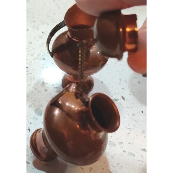 Vintage Dollhouse Miniature Cauldron Pot Jug Copper Lid Handle with Patina Rare - Picture 9 of 15